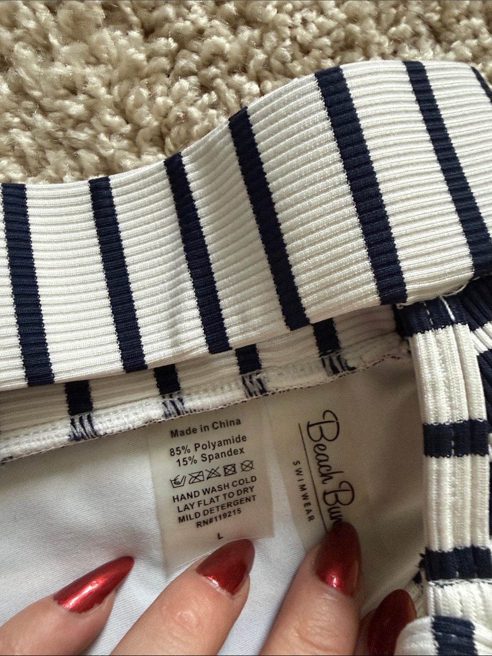 Beach Bunny Navy and White Striped Ribbed Bikini Set - Picture 3 of 6